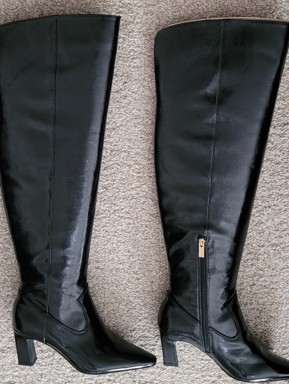 Vince Camuto Shalie Over-the-Knee Black Patent Women's Boots Sz8/39 NIB